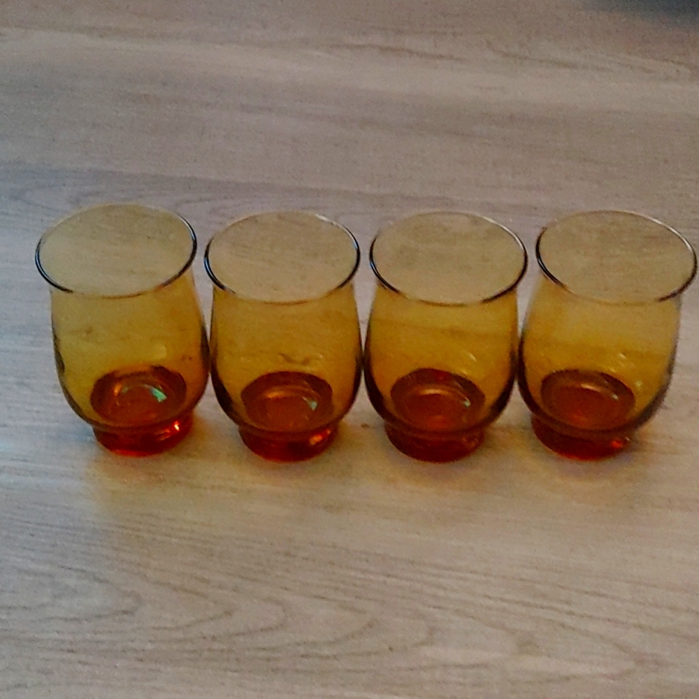 Vintage Tulip Amber Glass Flat Tumbles | Libbey Glass Company